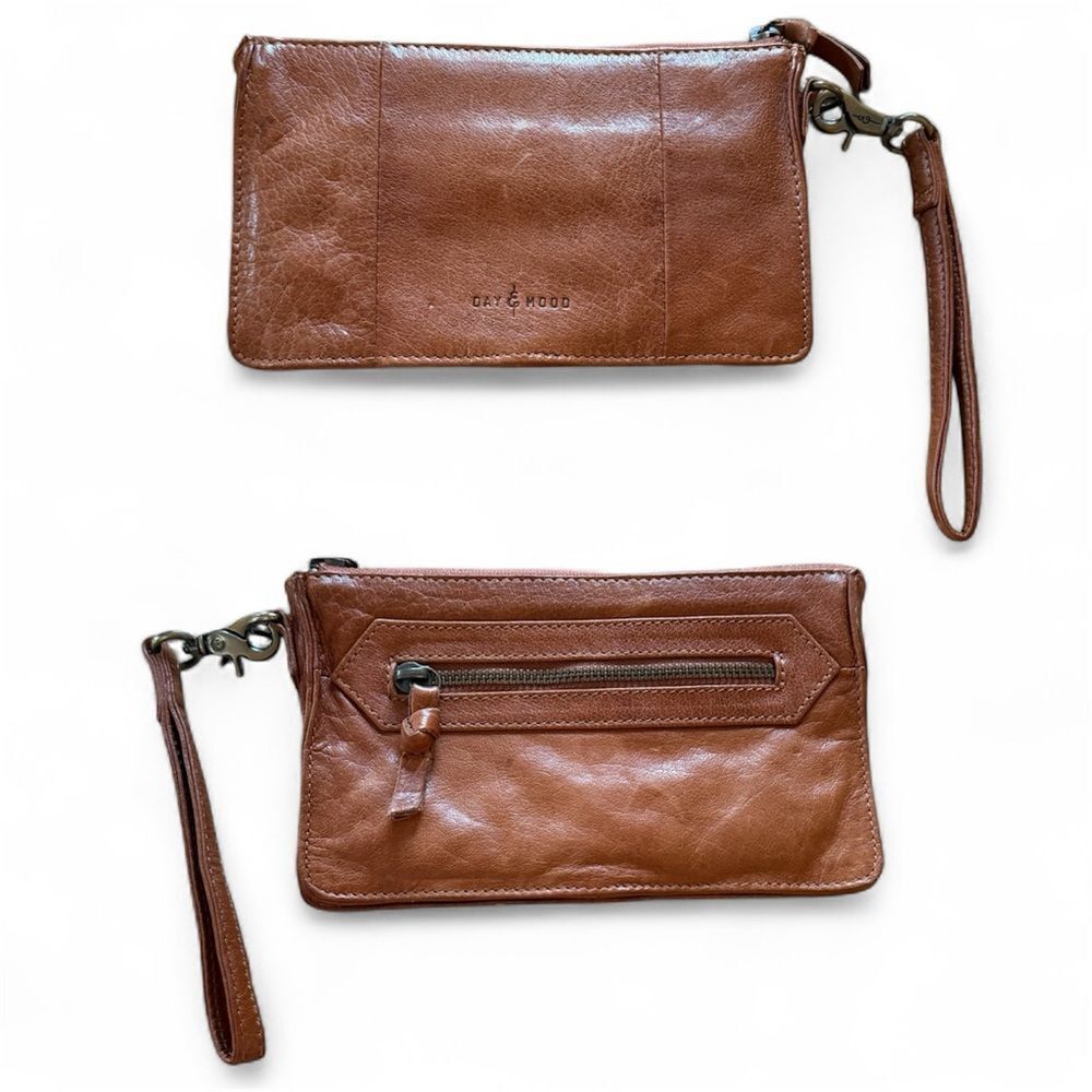 Day & Mood Annie Leather Clutch Wristlet Tan With Cotton Interior